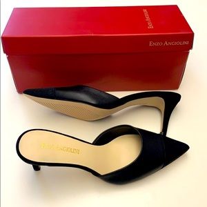 Enzo Angiolini Black Leather Mule New
